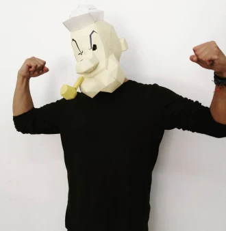 POPEYE the Sailor Mask DIY, Lowpoly Papercraft,