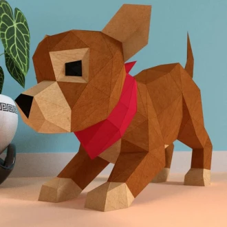 3D Low Poly Puppy Chihuahua DIY | Printable Papercraft | Unique Geometric Decoration | Original Gift | Relaxing Craft | PDF model