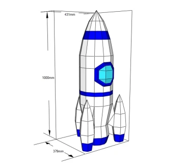 Rocket for Kids Papercraft Template - Low Poly, Pepakura PDF, DIY Handmade, Home Decoration, Creative Gifts