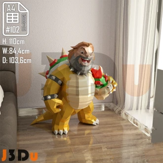 Bowser Jack Black PDF DIY 3d Model, Paper Sculpture, LowPoly, Pepakura, mario bross, Manualidad, Arte de Papel by J3Du