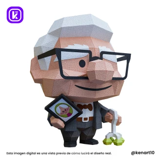 Carl Fredricksen Mini, Up Movie, Walt Disney Papercraft Low Poly 3d DIY Kenart10