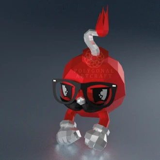 CUTE BOMB WALL Papercraft 3d lowpoly PDF Template Decoration