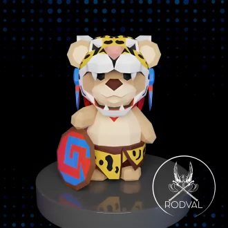 JAGUAR WARRIOR TEDDY, bear, Papercraft, Template, DIY, Paper, Low Poly, Festival, 3D Model, Pdf Low Poply, Kids Toy