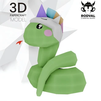 SNAKE KAWAII, Papercraft, Template, DIY, Paper, Low Poly, Cute, Kawaii, 3D Model, Pdf Low Poply, Kids Toy