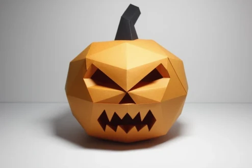 3D Papercraft Pumpkin: Halloween DIY Low Poly Sculpture (PDF Pattern)
