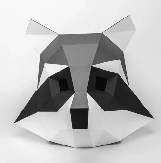 Papercraft Raccoon Mask: 3D Low Poly Animal Sculpture (PDF Pattern)
