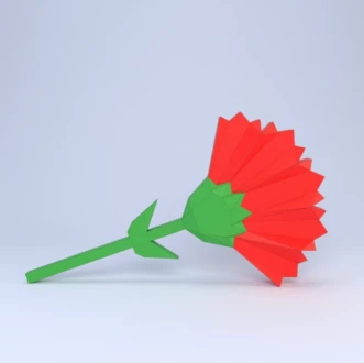 Low Poly Carnation Papercraft Template | DIY 3D Forever Flower Sculpture | Memorial Gift Craft
