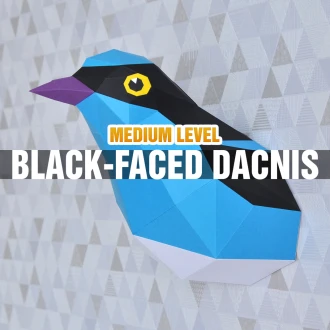 DIY Black Faced Dacnis Papercraft Template Low Poly 3D Bird Model Instant Download PDF Paper Sculpture Home Decor