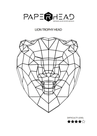 Low Poly Lion Trophy Head Papercraft Template | DIY 3D Geometric Animal Wall Sculpture | Majestic Safari Decor