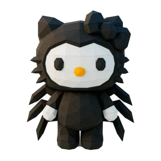 Hello Kitty Black Spider Costume Low Poly Papercraft