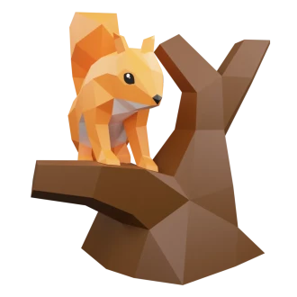 Squirrel 3d paper craft PDF | DIY 3d paper craft Squirrel model template, origami Squirrel, Squirrel low poly