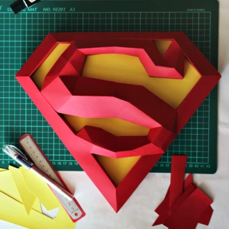 Superman Logo for Creative Crafts & Decor, PDF Template, Paper Sculpture, DIY, Pepakura Pattern, Handmade, Papercraft, Lowpoly, Lowpoly Papercraft, BUMAGID