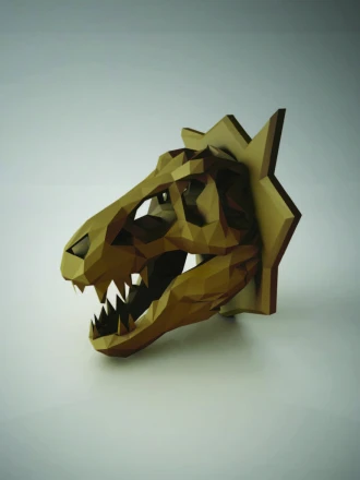 T-rex Skull 3D Wall Decor Low poly Papercraft, DIY, PDF