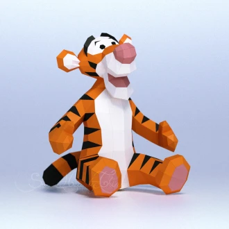 DIY 3d papercraft Winnie’s Friend Tigger PDF Templates Low Poly SweetHeartyThings