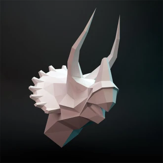 Triceratops Trophy 3D Wall Decor Low poly Papercraft, DIY, PDF