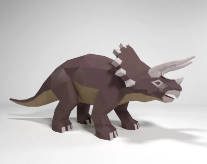 Triceratops 3D Decor Low poly Papercraft, DIY, PDF