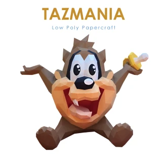 Baby Taz-Mania, Looney Tunes PDF Template, DIY 3d Model, FanArt, Paper Sculpture, Low Poly, Pepakura, Craft, Manualidad, Paper Art