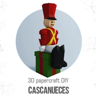 Sitting Nutcracker Soldier, Soldado Cascanueces Sentado PDF Template, DIY 3d Model, FanArt, Paper Sculpture, Low Poly, Pepakura, Craft, Manualidad, Paper Art