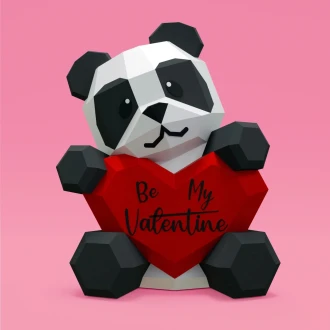 Valentine Panda 3D Low Poly DIY | Printable Papercraft | Unique Geometric Decoration | Original Gift | Relaxing Craft | PDF model