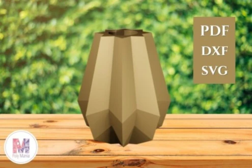 Vase Ana Papercraft Template: 3D Low Poly Model (PDF, SVG, DXF)