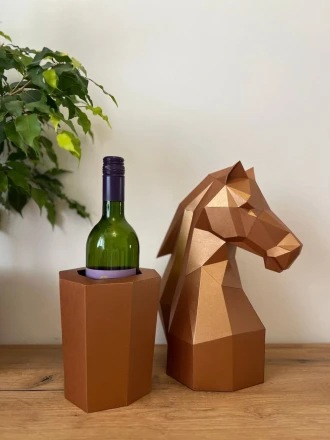 DIY Horse Bottle Holder Papercraft Template Low Poly 3D Wine Rack Decor Instant Download