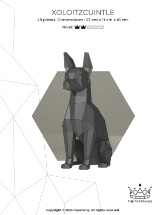 Xoloitzcuintle Papercraft 3D – Low Poly PDF Template | Mexican Dog Paper Sculpture | Pepakura Model DIY Decor | Day of the Dead Art