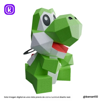 Mini Yoshi, Super Mario Game Character Papercraft Low Poly 3d DIY Kenart10
