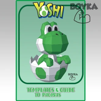 Yoshi in an Egg Mario Low Poly Papercraft Templates Gift DIY Decoration BOYKA