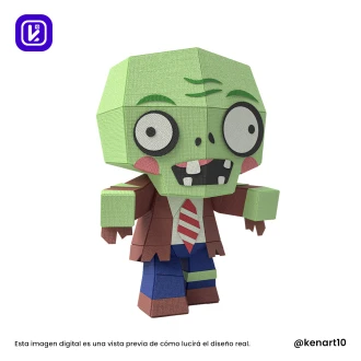 Zombie, Plants vs. Zombies, PopCap Games Papercraft Low Poly 3d DIY Kenart10
