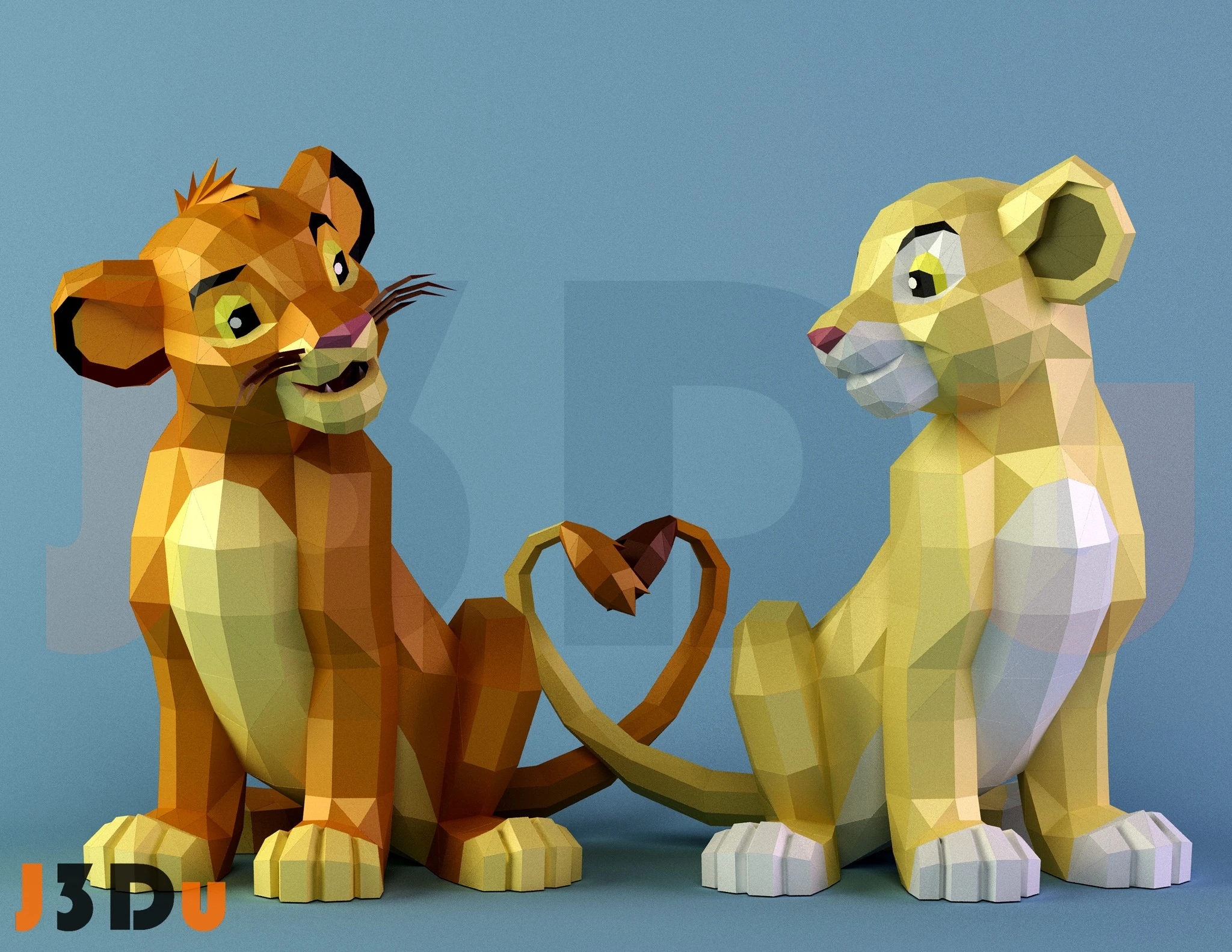 Simba, The Lion King Papercraft PDF, Template For office, Room, Decor, DIY gift for friends, family, Low poly Paper, Paper Craft 3D kit by J3Du