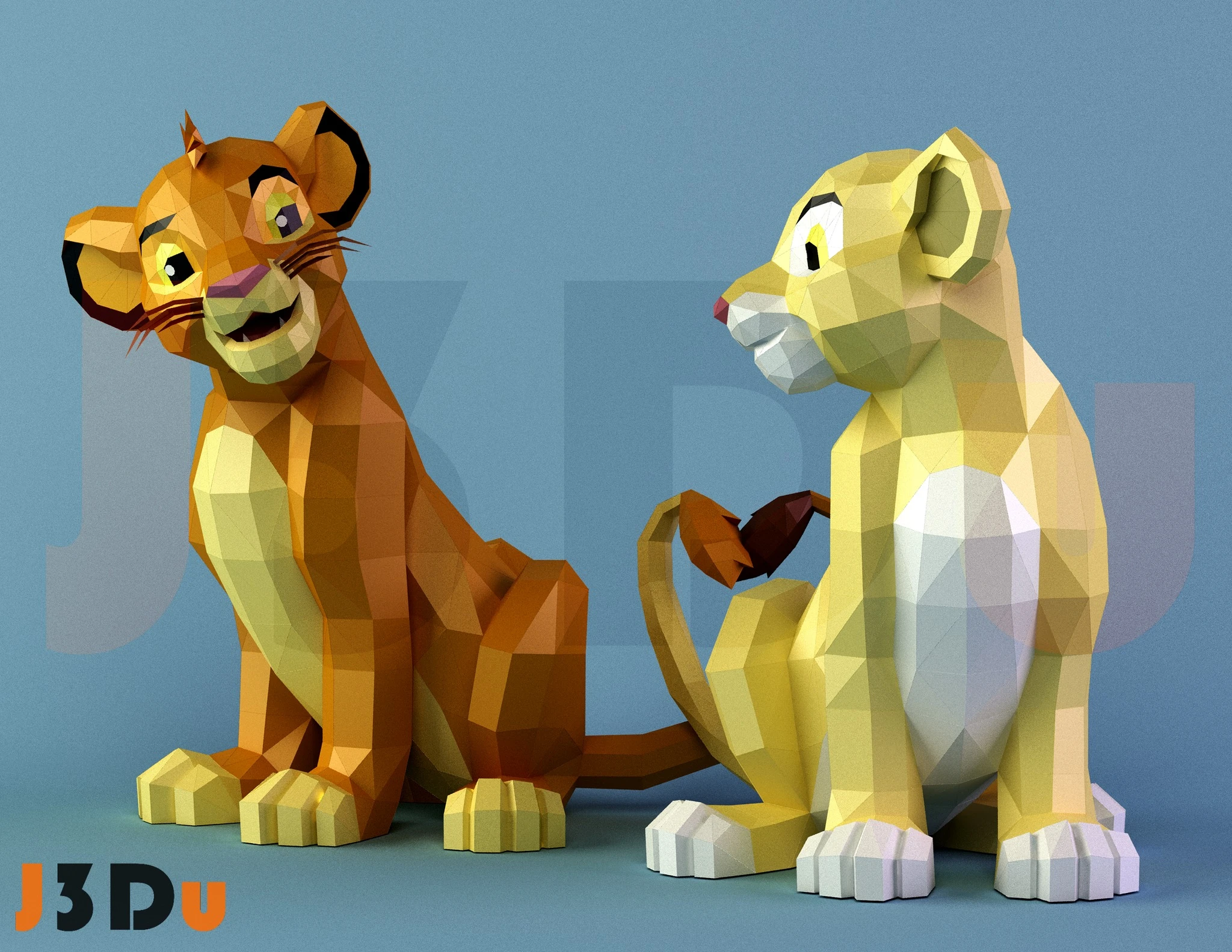 Simba, The Lion King Papercraft PDF, Template For office, Room, Decor, DIY gift for friends, family, Low poly Paper, Paper Craft 3D kit by J3Du