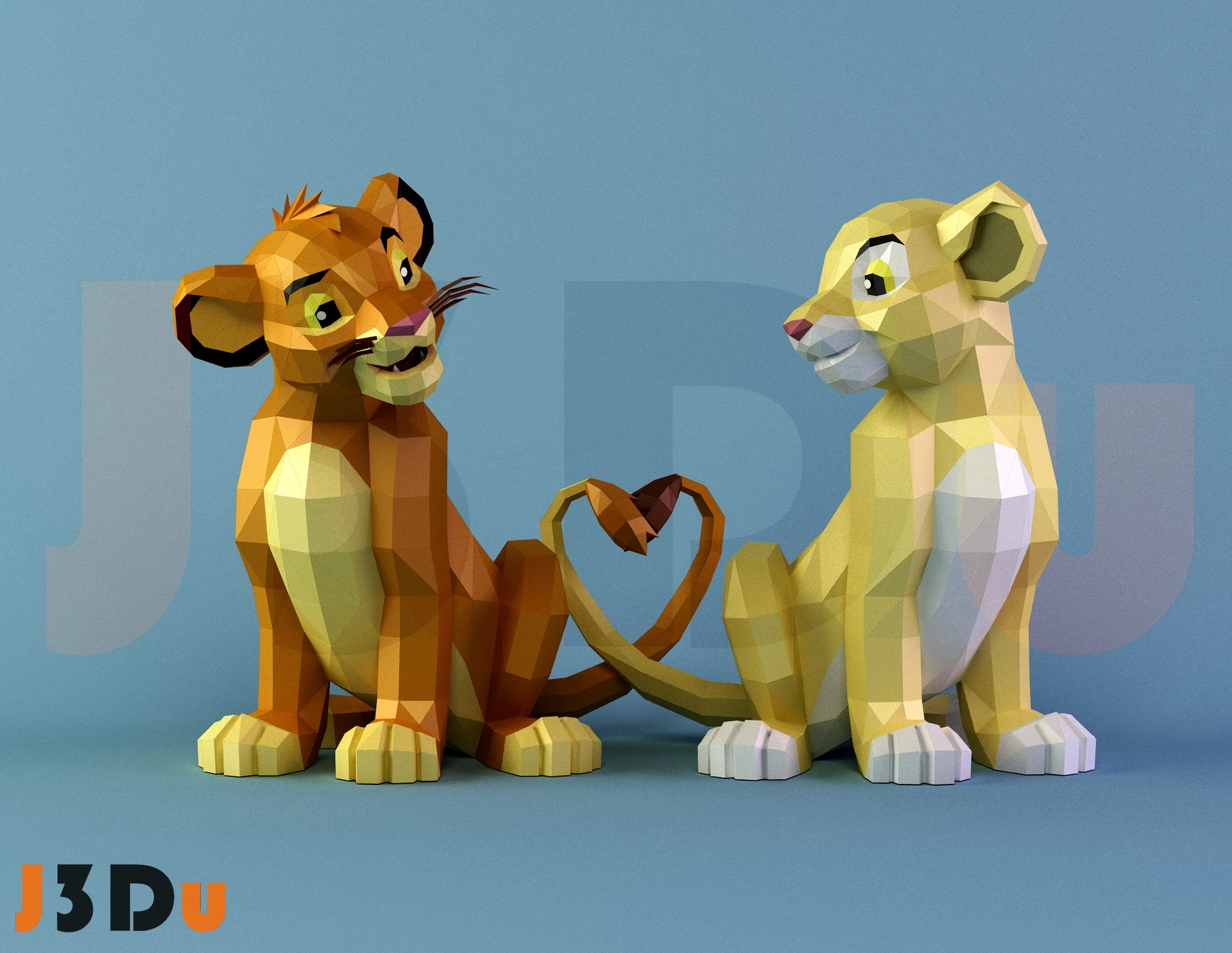 Simba, The Lion King Papercraft PDF, Template For office, Room, Decor, DIY gift for friends, family, Low poly Paper, Paper Craft 3D kit by J3Du