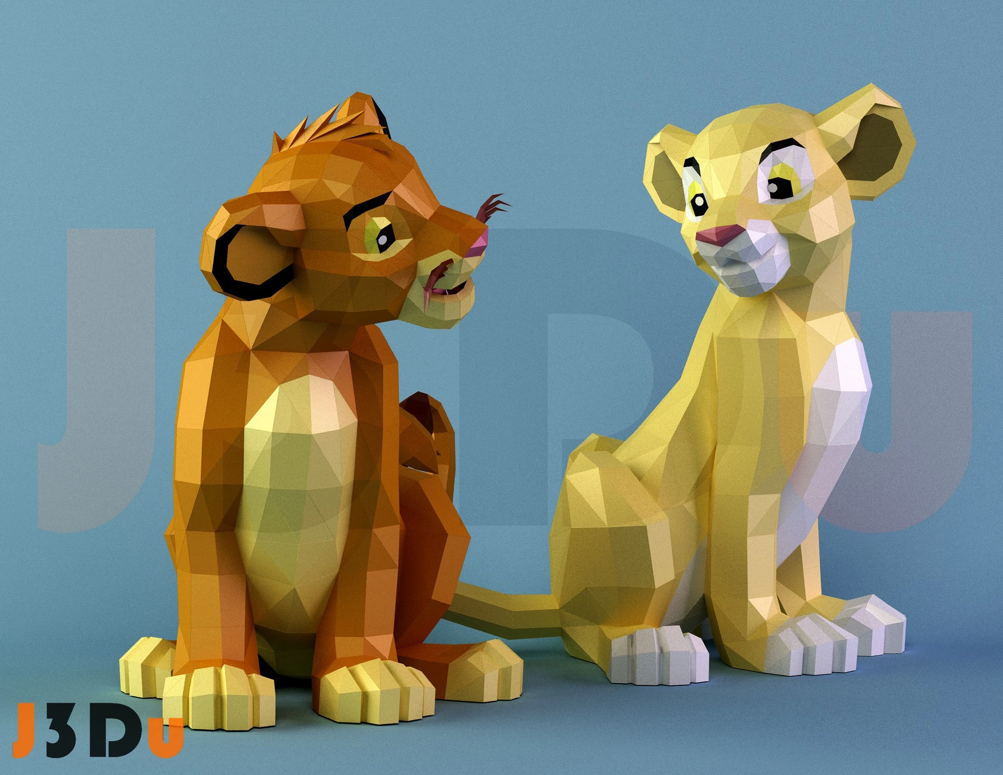 Simba, The Lion King Papercraft PDF, Template For office, Room, Decor, DIY gift for friends, family, Low poly Paper, Paper Craft 3D kit by J3Du