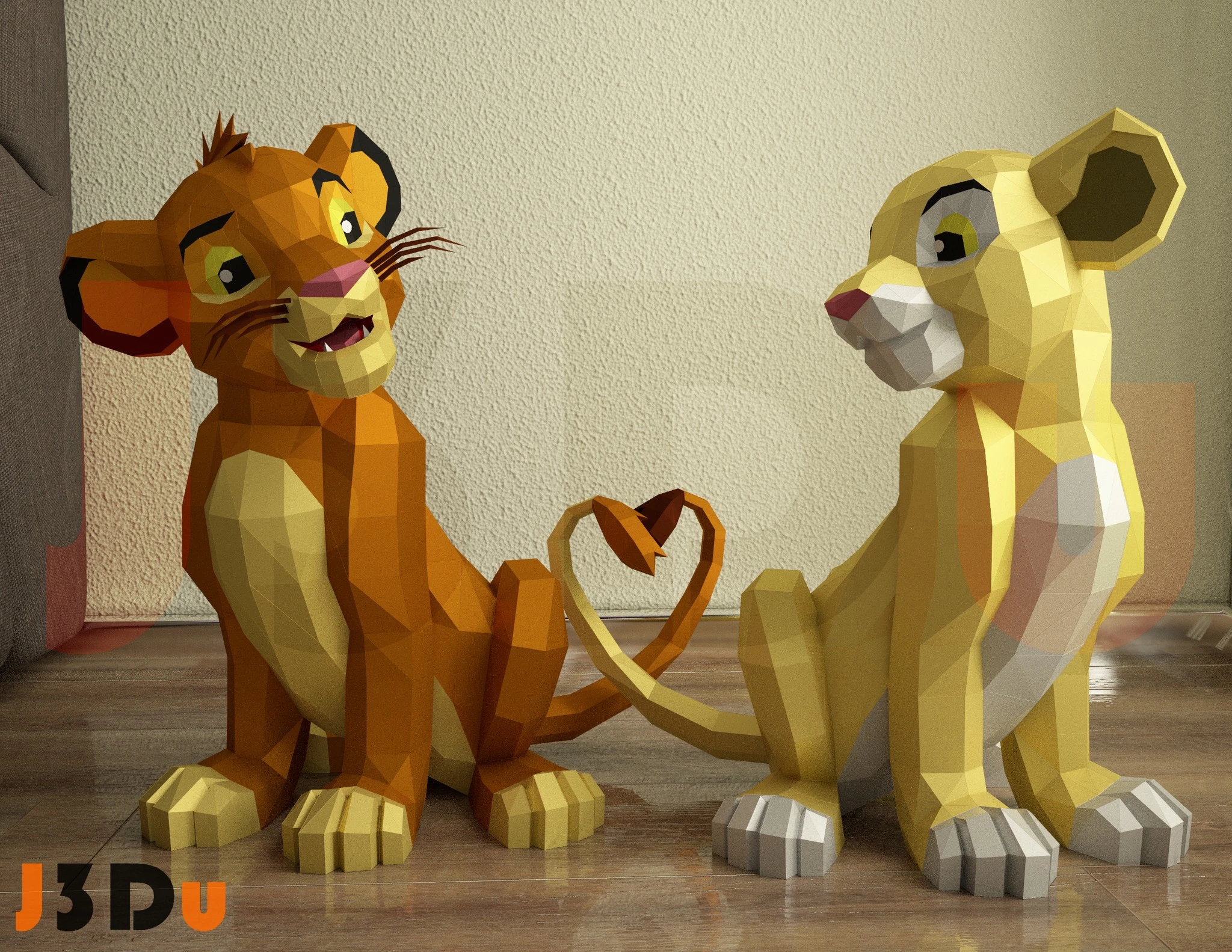 Simba, The Lion King Papercraft PDF, Template For office, Room, Decor, DIY gift for friends, family, Low poly Paper, Paper Craft 3D kit by J3Du