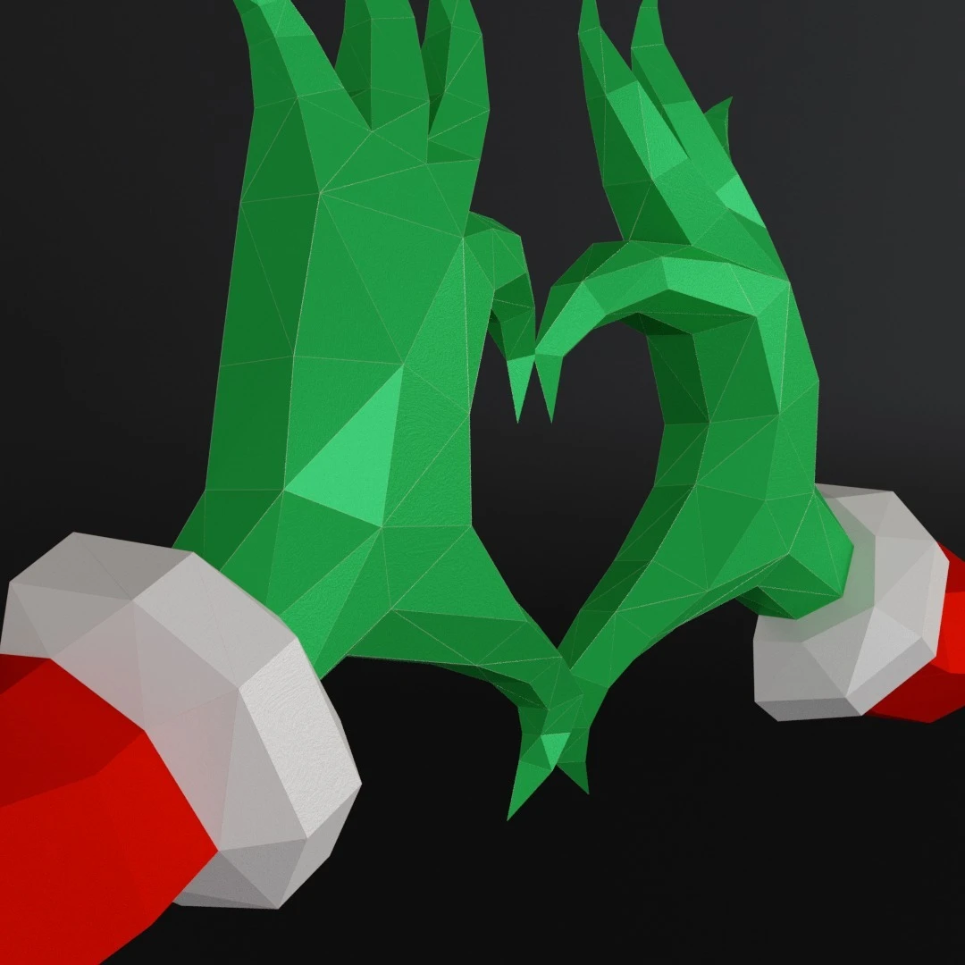 Grinch Heart Hands 3D Digital Template PDF | DIY Papercraft | Christmas | Instant Download |