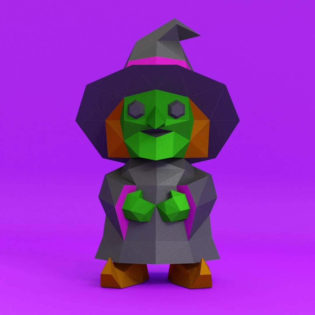 Witch 3D Digital Template PDF | DIY Papercraft | Halloween | Instant Download |