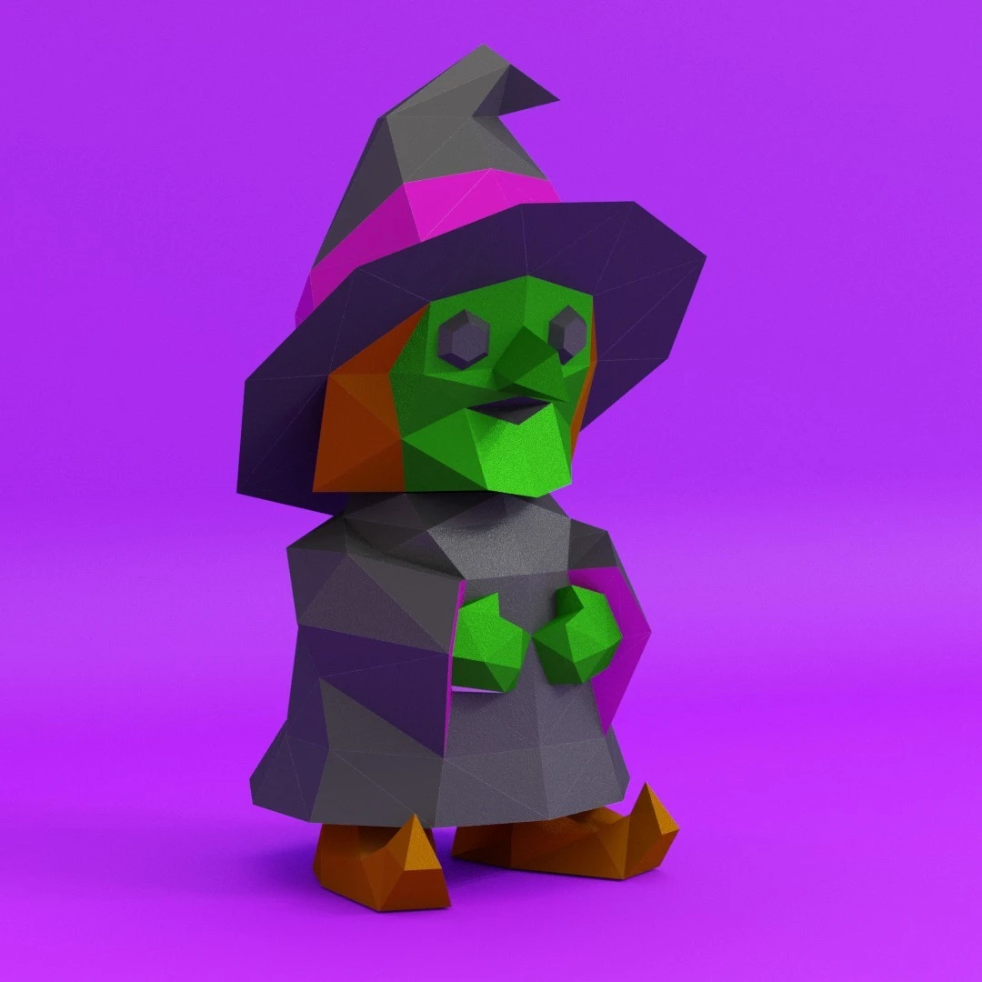 Witch 3D Digital Template PDF | DIY Papercraft | Halloween | Instant Download |