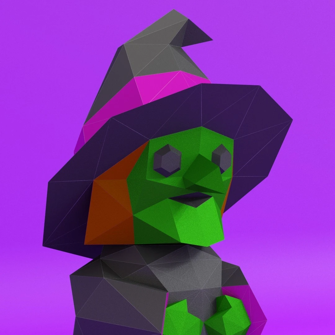 Witch 3D Digital Template PDF | DIY Papercraft | Halloween | Instant Download |