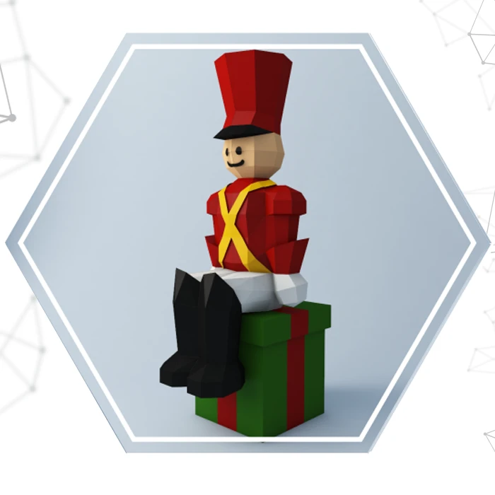 Sitting Nutcracker Soldier, Soldado Cascanueces Sentado PDF Template, DIY 3d Model, FanArt, Paper Sculpture, Low Poly, Pepakura, Craft, Manualidad, Paper Art