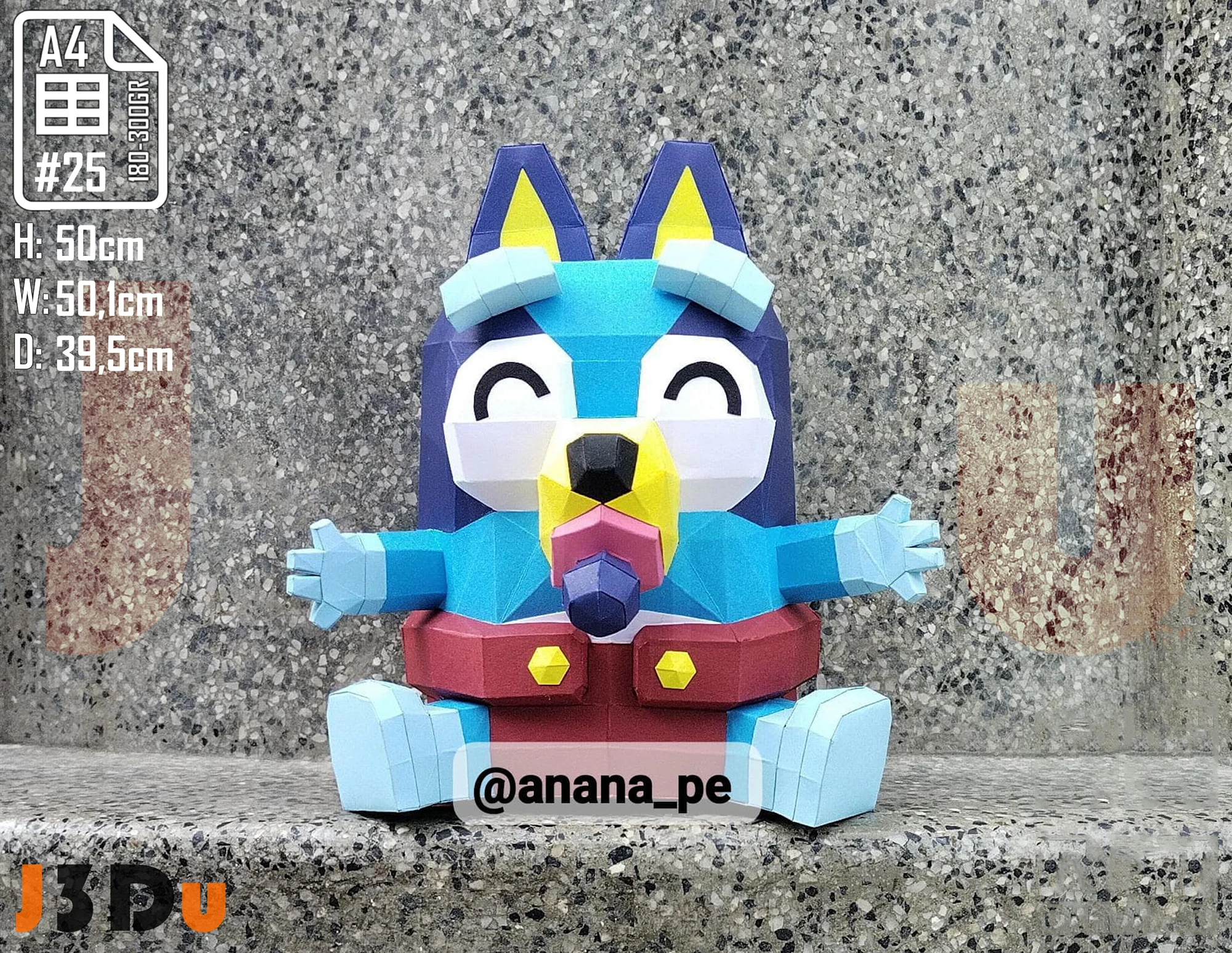 Baby Bluey Papercraft PDF, Template For office, Room, Decor, DIY gift for friends, family, Low poly Paper, Paper Craft 3D kit by J3Du