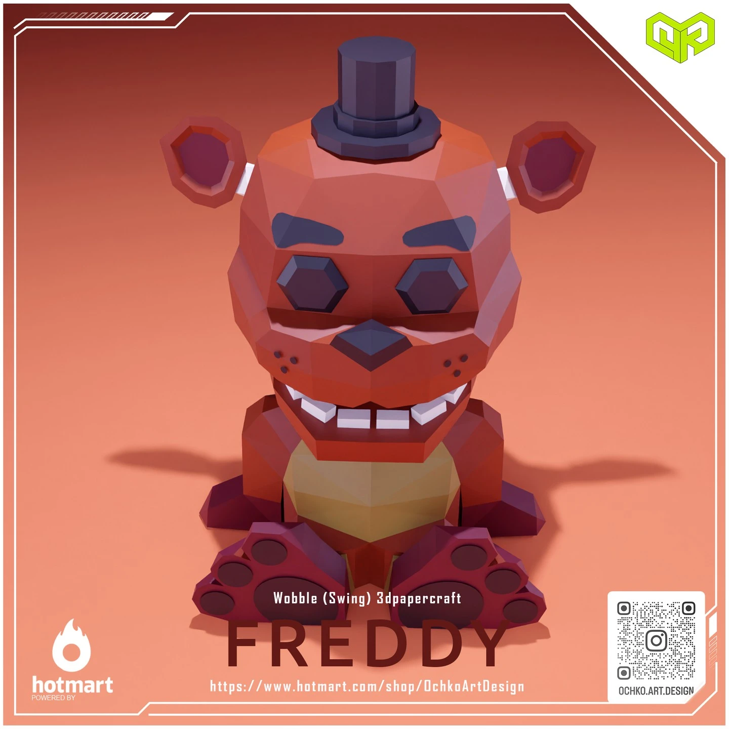 Halloween Wobble Freddy - Five Nights at Freddy's Low poly Papercraft | OchkoArtDesign