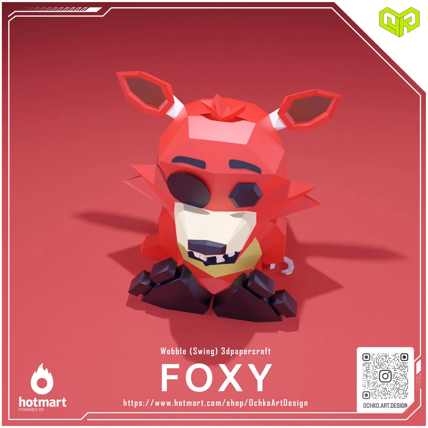 Halloween Wobble Foxy - Five Nights at Freddy's Low poly Papercraft | OchkoArtDesign