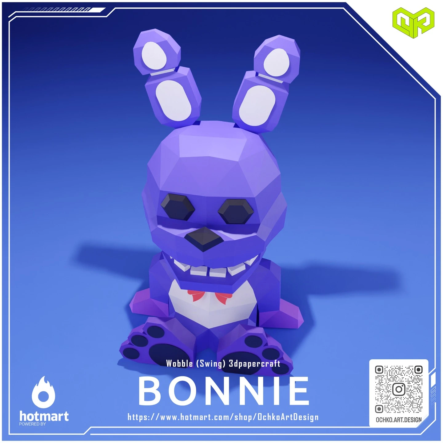 Halloween Wobble Bonnie - Five Nights at Freddy's Low poly Papercraft | OchkoArtDesign