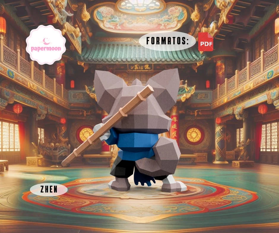 Kung Fu Panda: Zhen Low Poly Papercraft