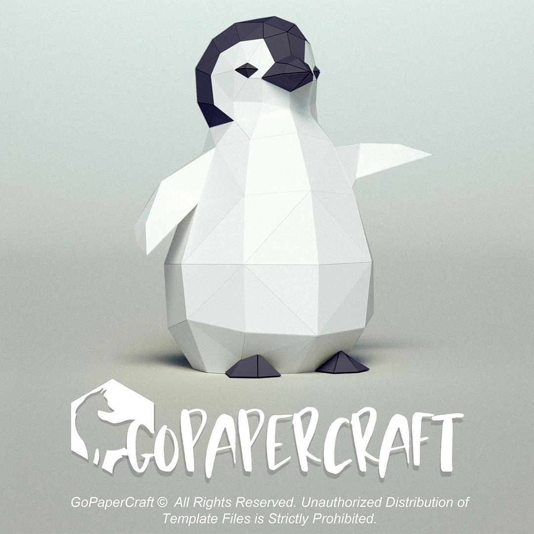 3D papercraft DIY The Baby Penguin Low Poly GoPapercraft