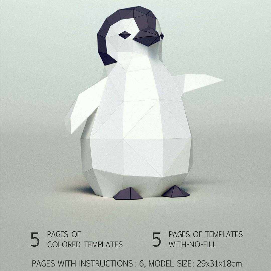 3D papercraft DIY The Baby Penguin Low Poly GoPapercraft