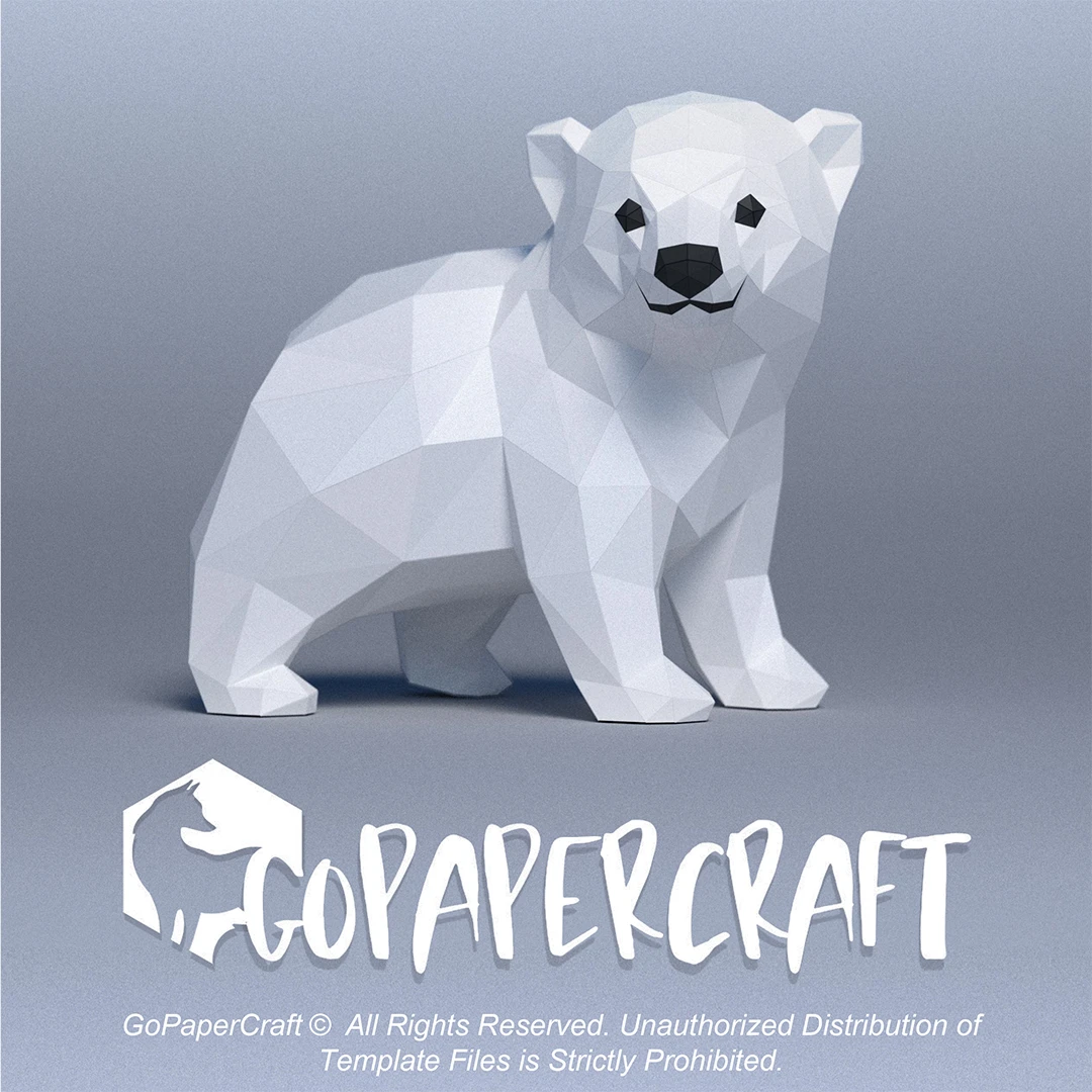 3D papercraft DIY The Baby Polar Bear Low Poly GoPapercraft