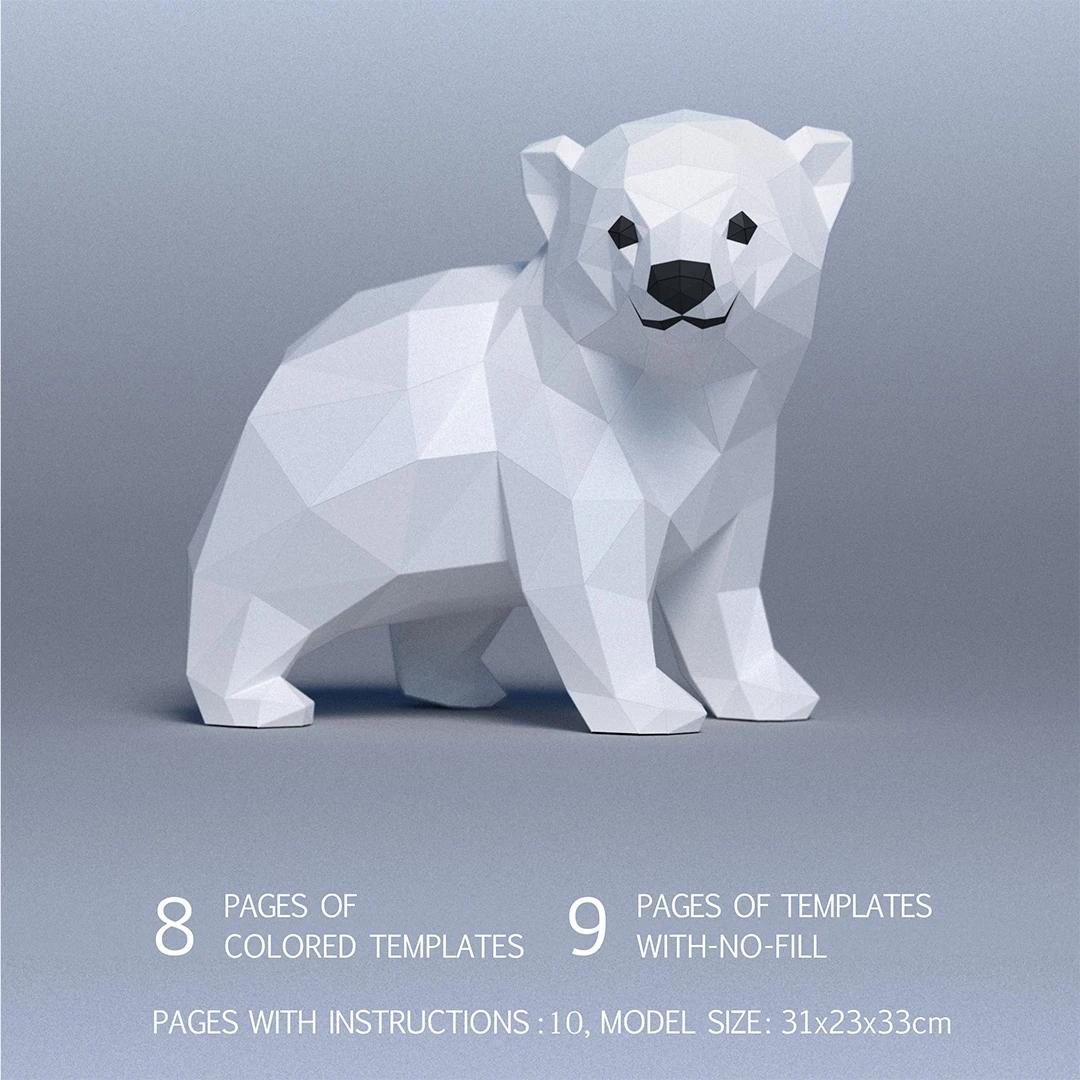 3D papercraft DIY The Baby Polar Bear Low Poly GoPapercraft