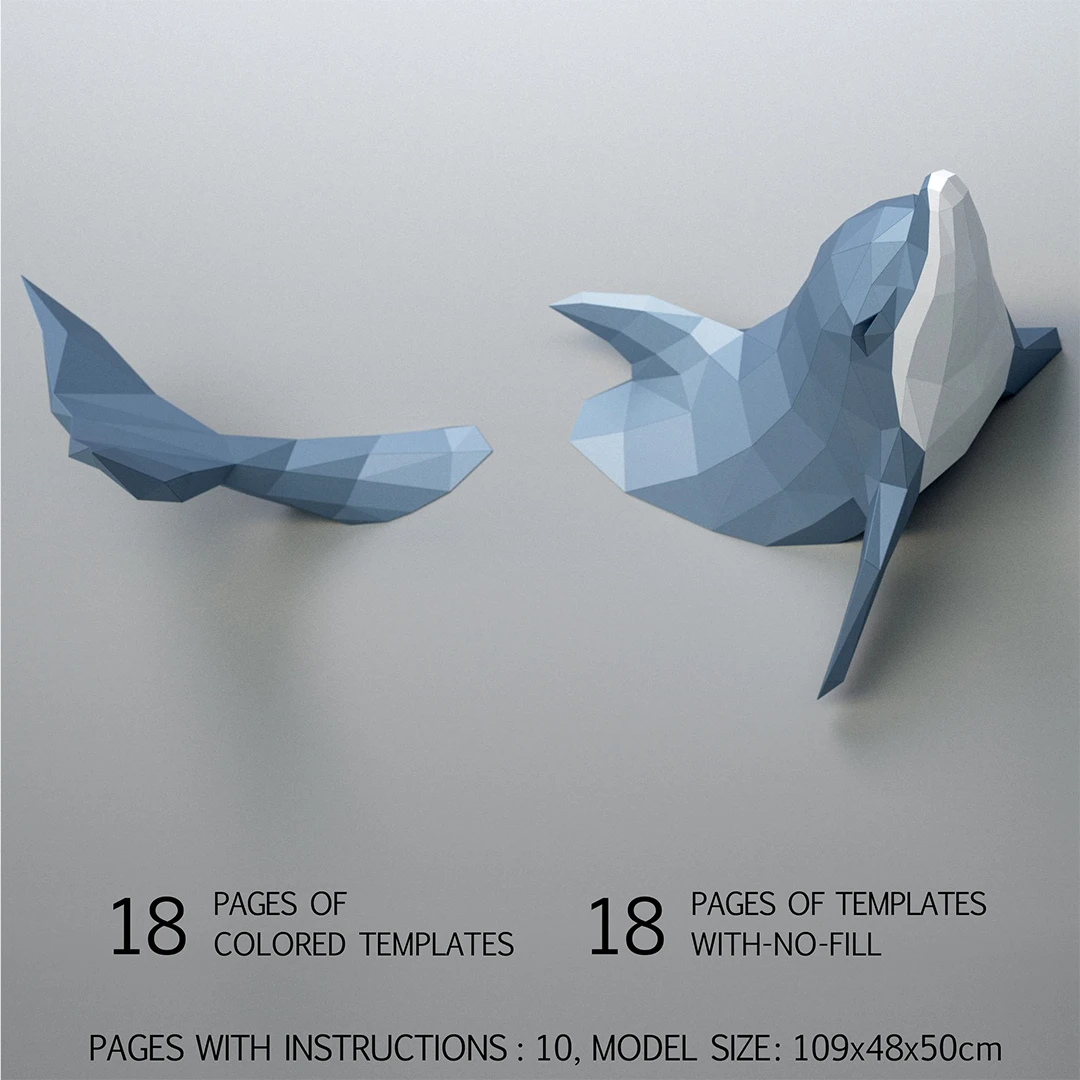 3D papercraft DIY The Dolphin Low Poly GoPapercraft