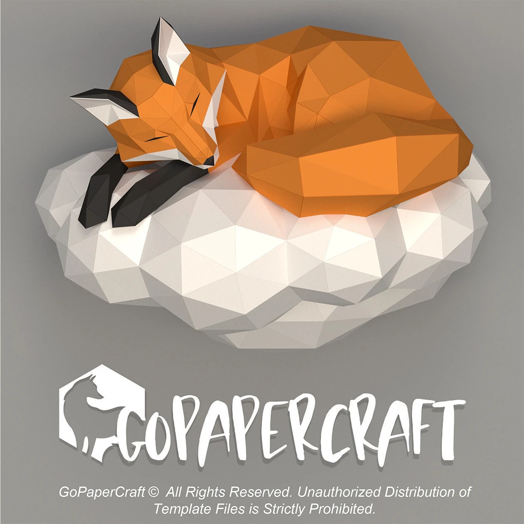 3D papercraft DIY The Cloud Fox Low Poly GoPapercraft